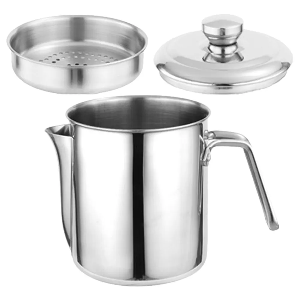

Stainless Steel Oil Filter Pot 1 6L Separation Cup Soup Strainer Residue Filter Metal Can Grease Container Kitchen Gadgets Oil