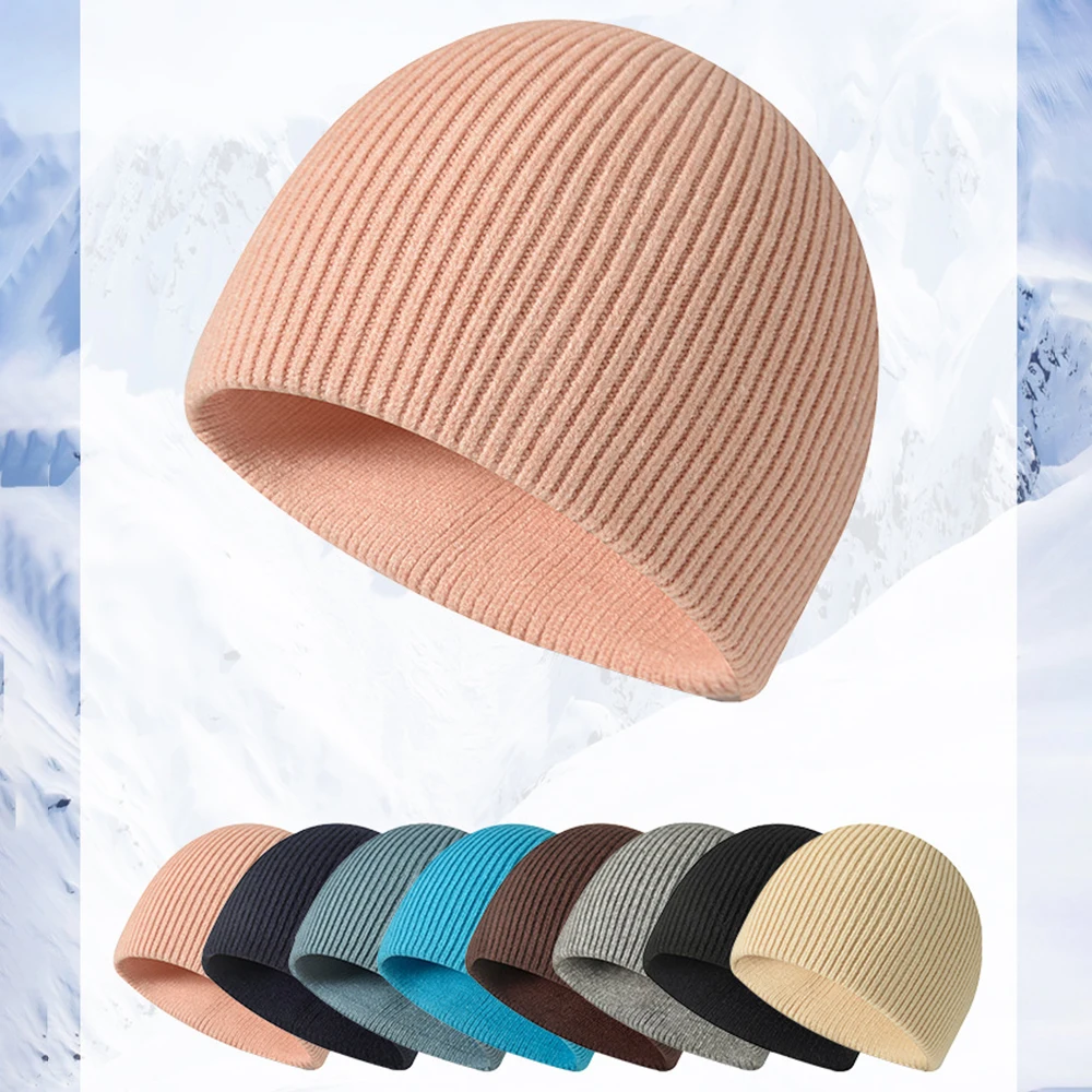 Fashion Solid Color Knitted Hat Winter Windproof Beanie Hat Comforable Cycling Ski Cap Outdoor Riding