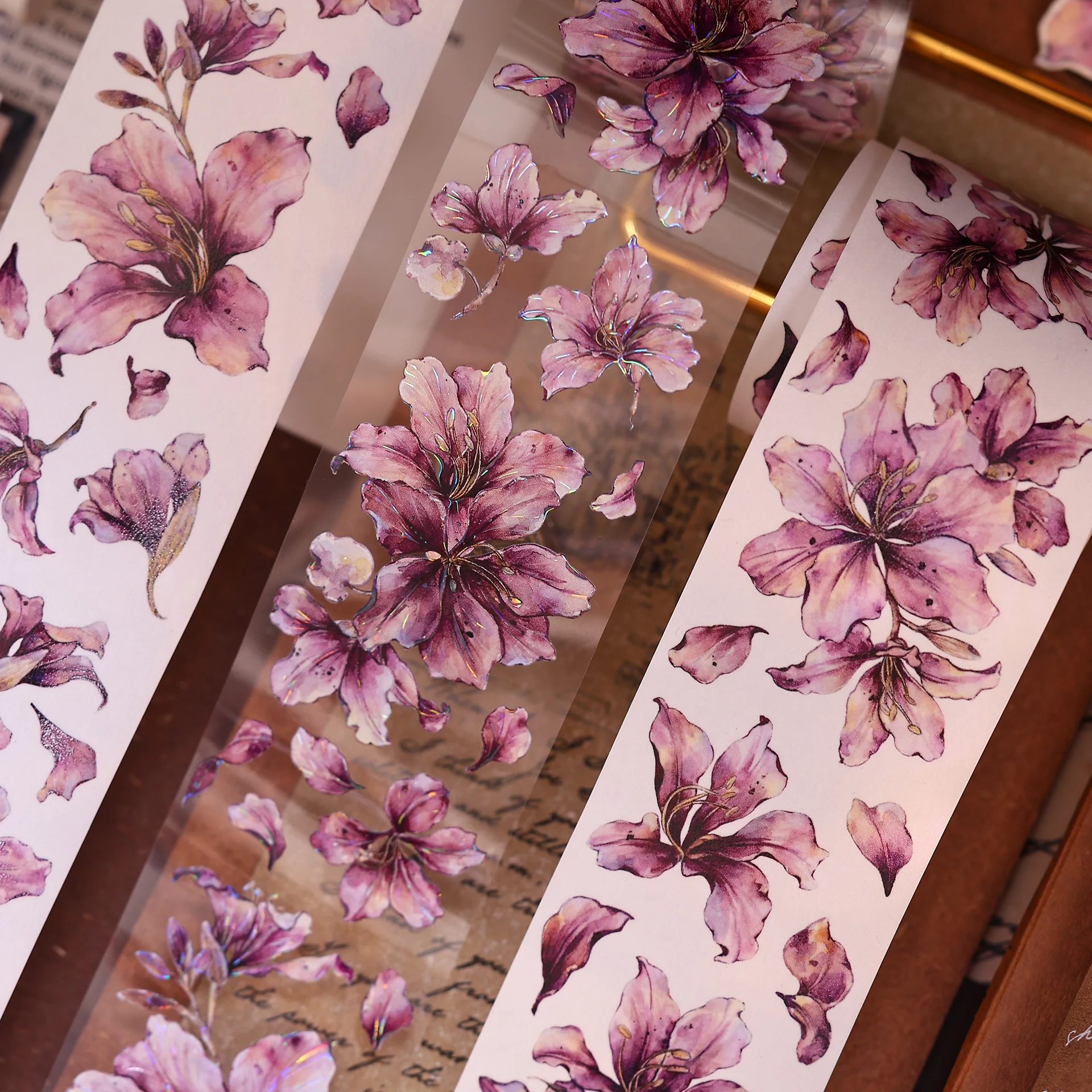 

XiaoBai Новые винтажные наклейки с лентами Bauhinia с цветочным принтом розового и фиолетового цвета для ведения журнала