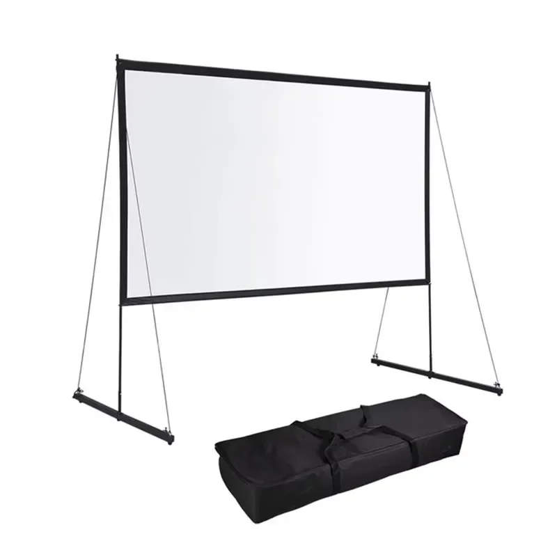 100 Inch Portable Projector Screen with Stand 16:9 HD 4K Front Projection Movie Display for Home Theater Outdoor Use Portable