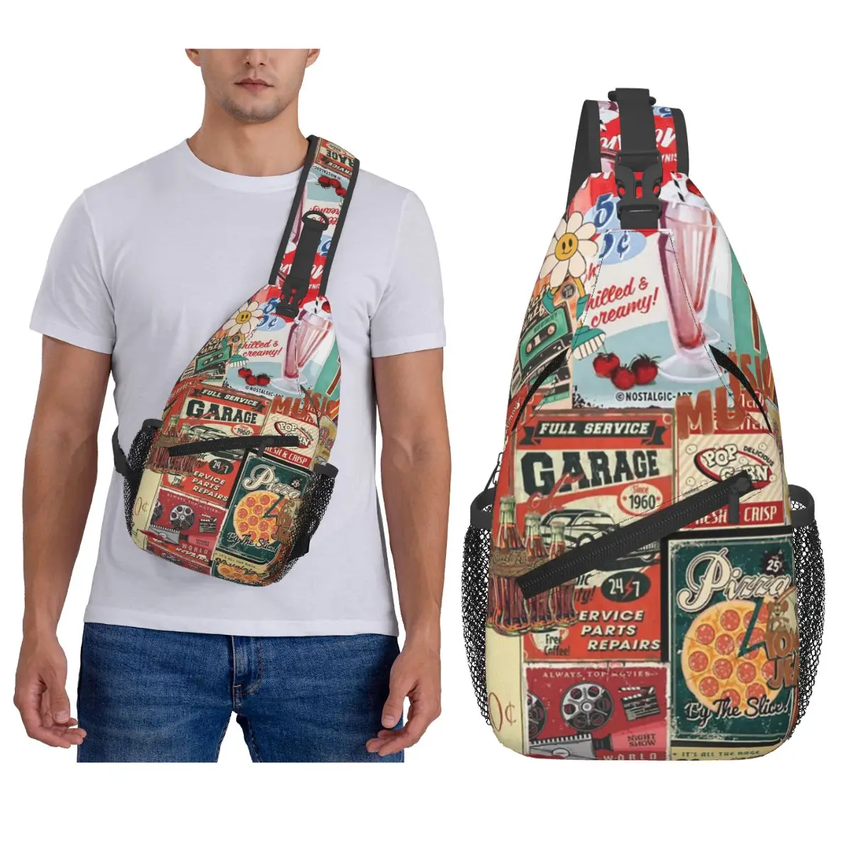 

Винтажная нагрудная сумка с символом друзей, мужской рюкзак через плечо на слинге, нагрудная сумка, дорожный походный рюкзак, сумка на плечо