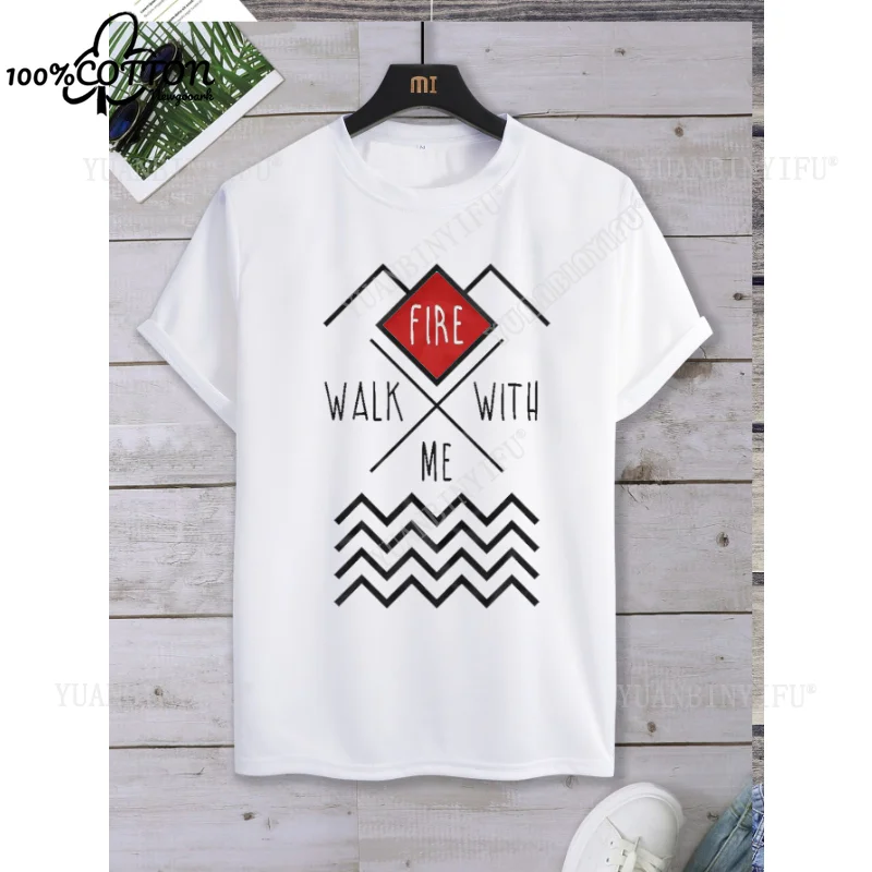 TWIN PEAKS - تي شيرت بأكمام قصيرة للجنسين، تي شيرت برسومات، فيلم Fire Walk With Me 1992، أزياء الشارع بأكمام قصيرة ورقبة دائرية 100% قطن #6