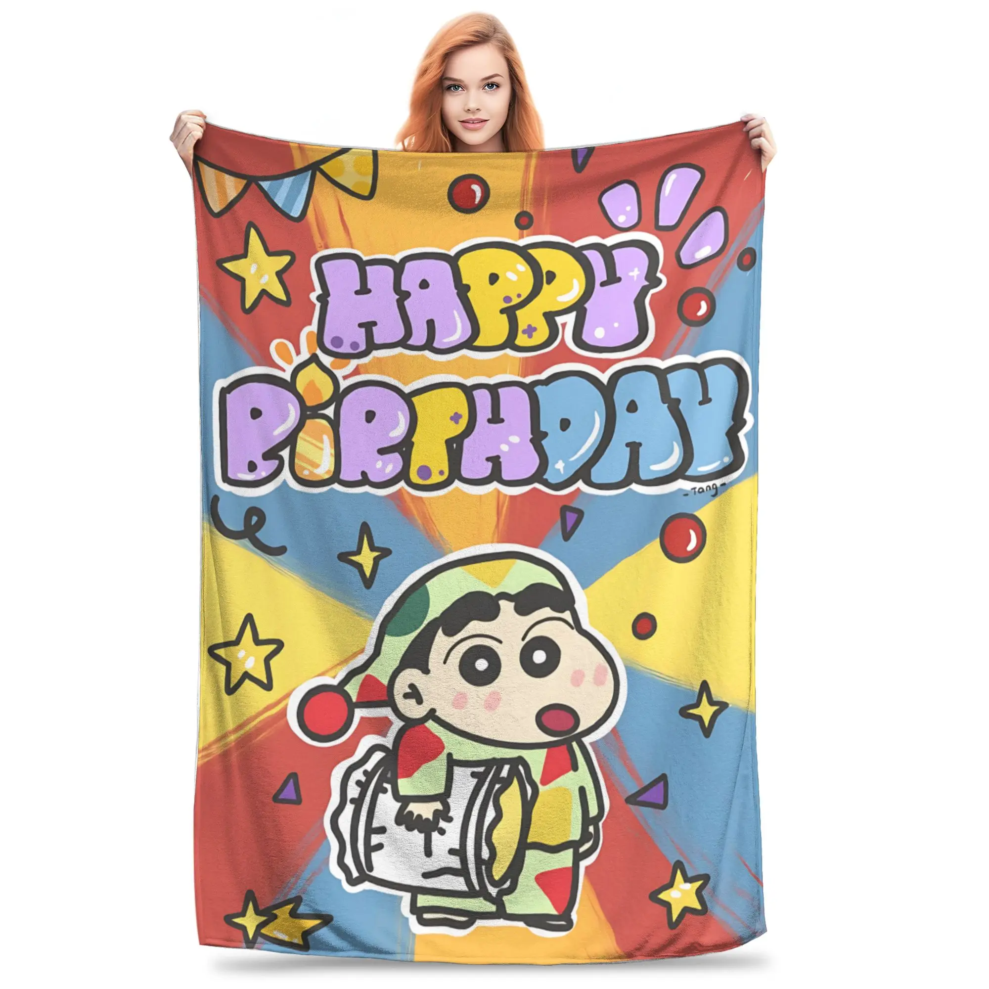 1PC home Cutecore Crayon S Shin chan  Blanket Super Cosy Plush Home Living Room Sofa halloween