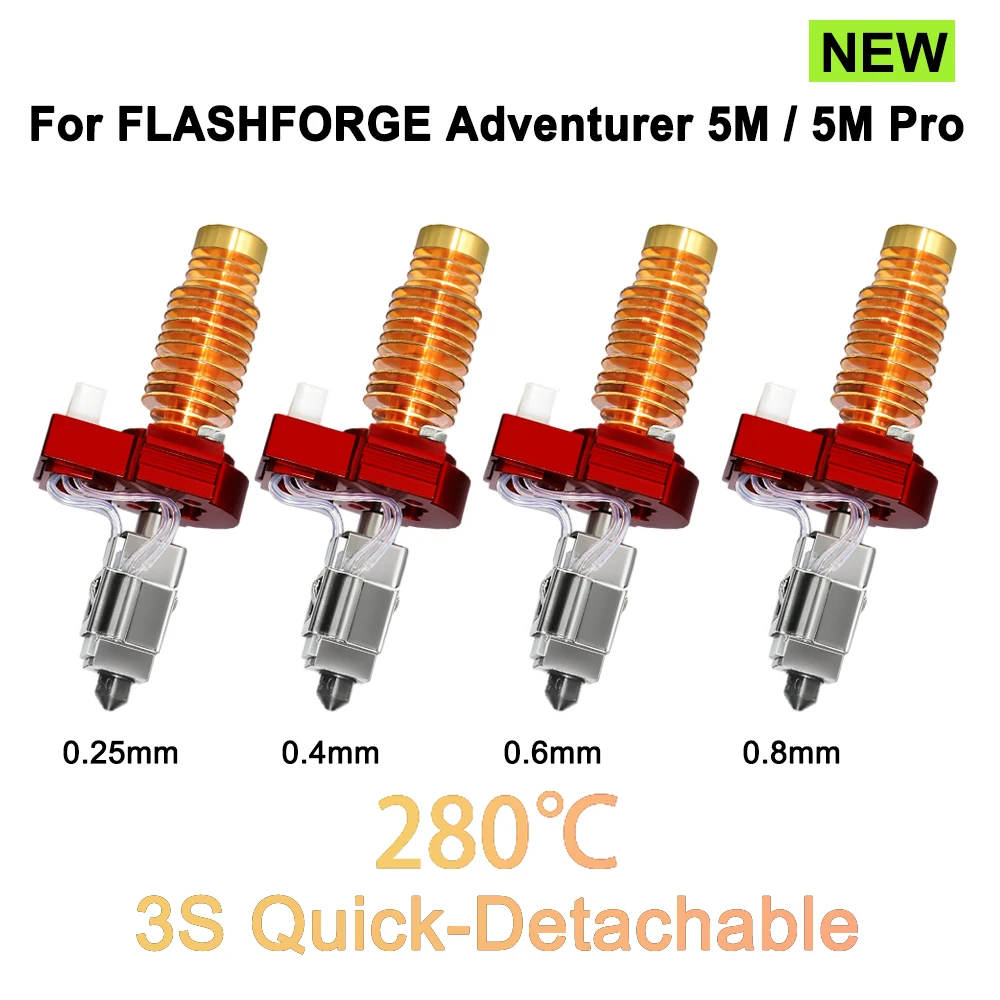 For Flashforge Adventurer 5M/5M Pro Hotend Kit Upgrade Hotend Pinting Head Quick-Detachable Nozzle Hard Steel Nozzle Kit