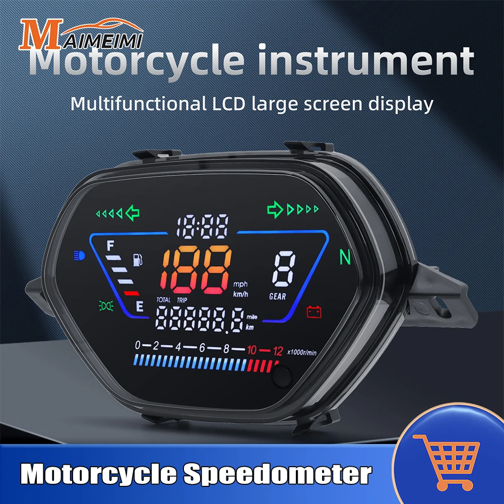 

Universal Digital Motorcycle Speedometer Moto Dashboard Oil Gauge Tachometer RPM Voltage Meters Odometer Oil level indication