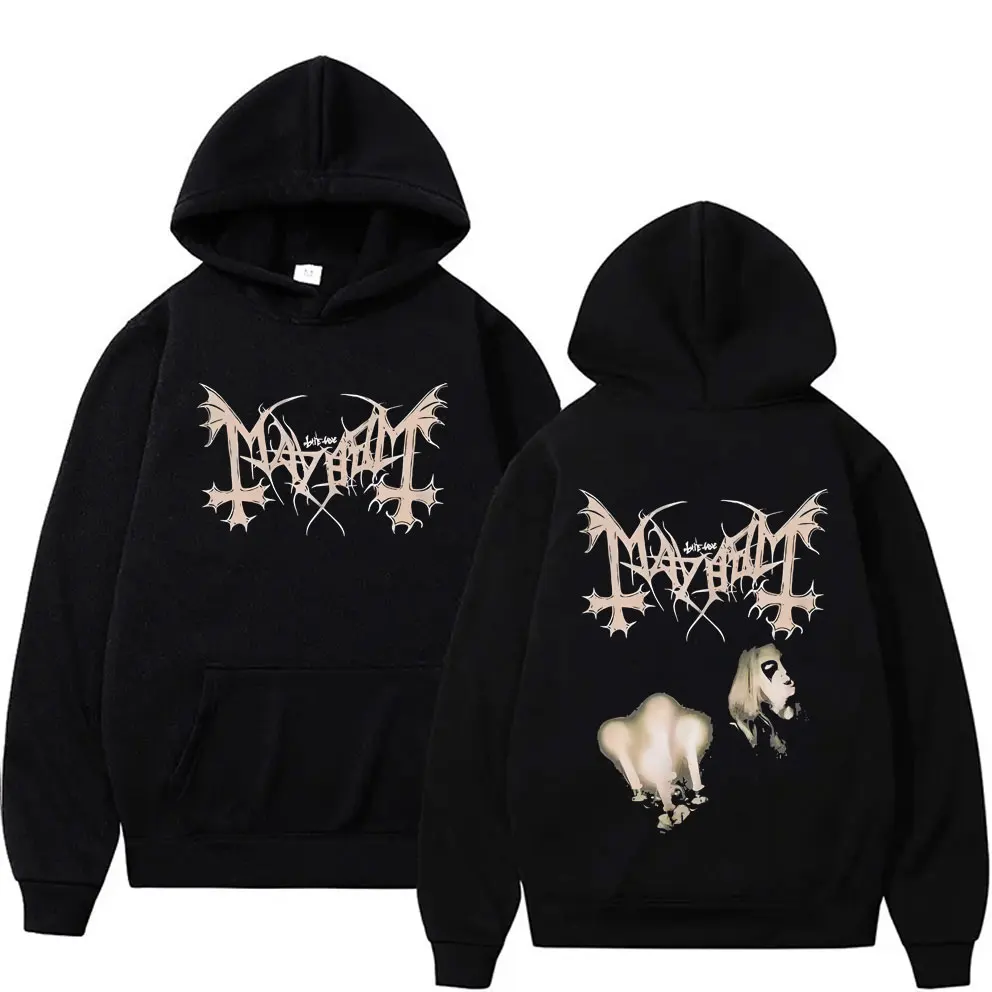 

Mayhem Death Black Metal Rock Band Merch Hoodie De Mysteriis Dom Sathanas Print Pullover Men Women Fashion Oversized Streetwear