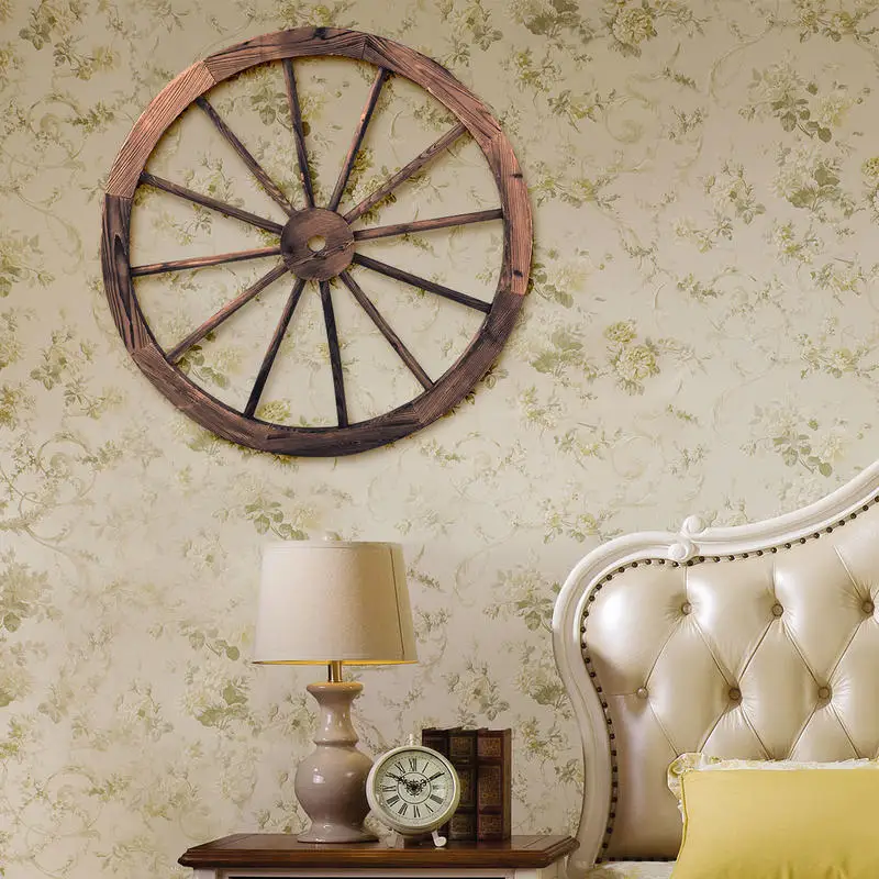 

Set of 2 30-inch Decorative Vintage Wood Wagon Wheel