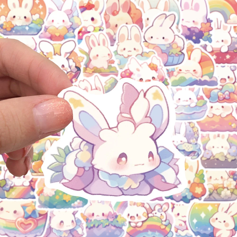 

10/30/50pcs Cartoon Kawaii Rainbow Rabbit Stickers Decals DIY Skateboard Phone Luggage Guitar Cute Aesthetic Sticker Decoration
