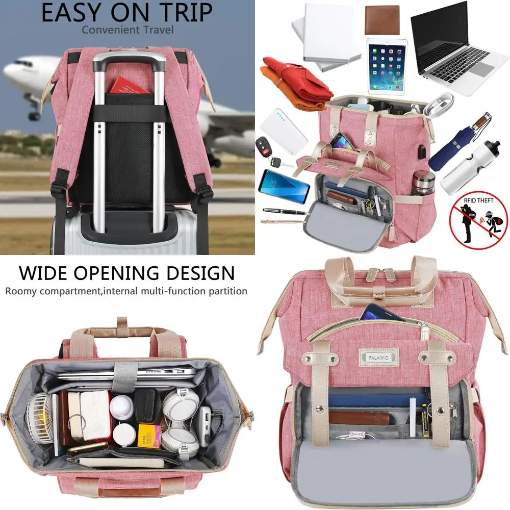 Mochila resistente al agua de gran capacidad para mujer con puerto de carga USB para computadora portátil 15,6, ideal para estudiantes, profesores, enfermeras, y