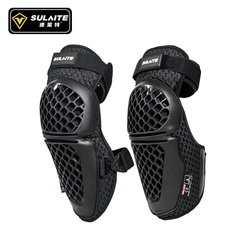 SULAITE Motorcycle Knee Elbow Guards Set Breathable 3D Mesh TPE Shell EVA Cushion Adjustable Straps Riding Gear for Men Women