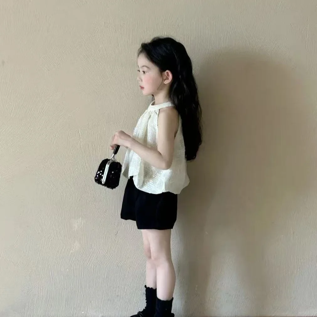 

Girls' Summer Set New Children's Fashionable Camisole Sleeveless Top and Shorts Two-piece Set