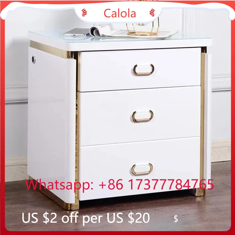 Modern Simple Bedside With Wireless Charging Storage Locker