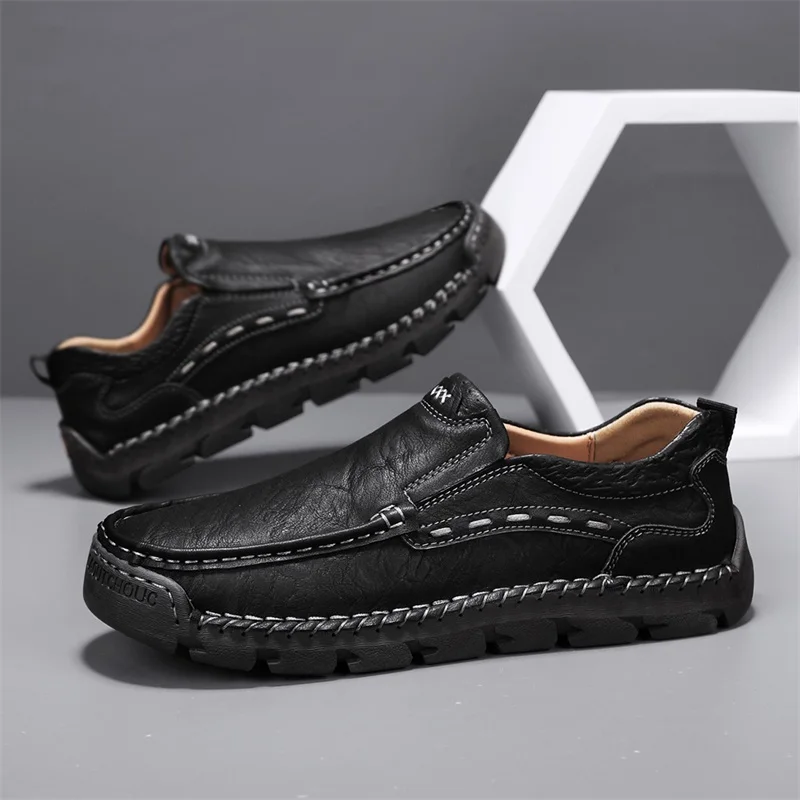 Mocassins en cuir pour hommes, chaussures provoqué décontractées, chaussures de créateur de luxe, conduite, affaires, grande taille 38-48