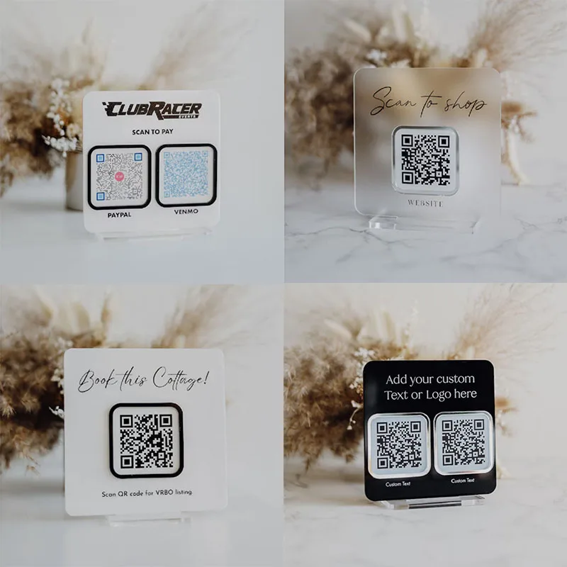 

Custom QR Code Business Frosted Sign Mini Stocking Stuffer Scan to Pay Sign Social Media Sign QR Code Logo Sign