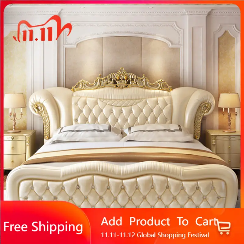 

Quality Luxury European Bed Frame Aesthetics Full Princess Master Bedroom Bed Confortable Fashionable Muebles Home Furniture