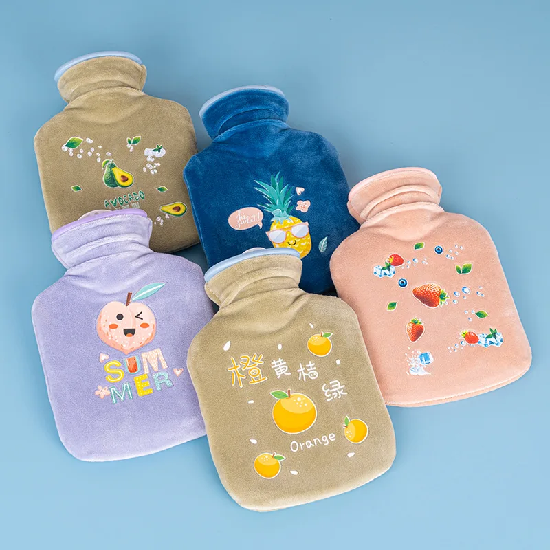 Hot water bag water injection PVC hot water bag plush cartoon cloth set warm hand treasure warm baby fill water warm water bag