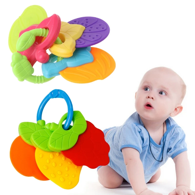 Colorful  Shape Piece Baby Teether Montessori DIY Bracelet Ornaments Gift Infants Silicone Tooth Care Products