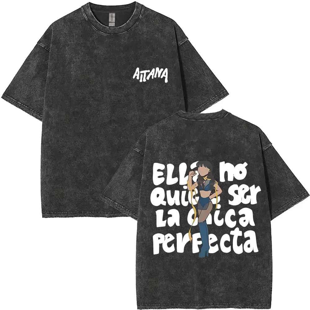 

Washed Vintage Singer Aitana Graphic T-shirt CUARTO AZUL Print T-shirts Men Women Fashion Pop Music T Shrit Streetwear Fans Gift