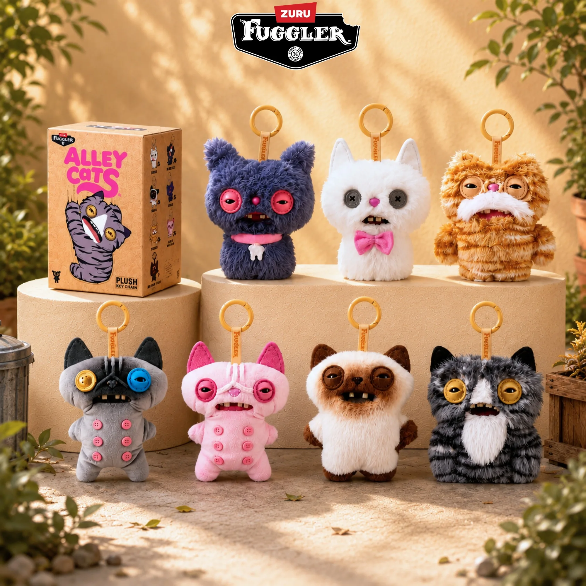 Original Fuggler Plush Toy Funny Ugly Teeth Monster Keychain 12cm Alley Cat Care Bear Nuggest Kawaii Pendants Peluche Dolls Gift