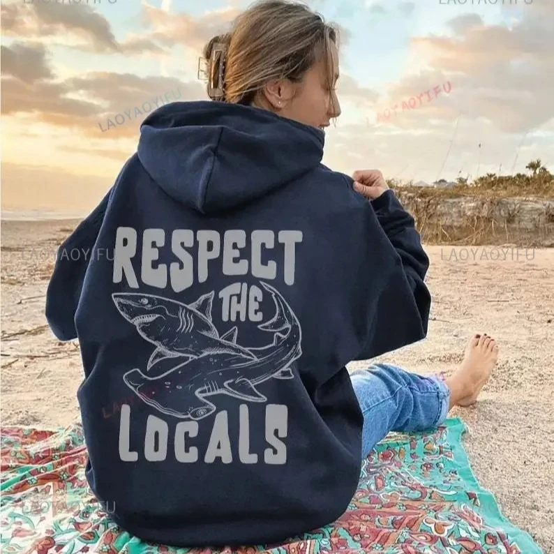 Respect The Ocean Hoodie - Ocean Surf Hoodie Carolina Blue Hoodie Words on Back Turtle Sweatshirt for Outdoor Enthusiasts