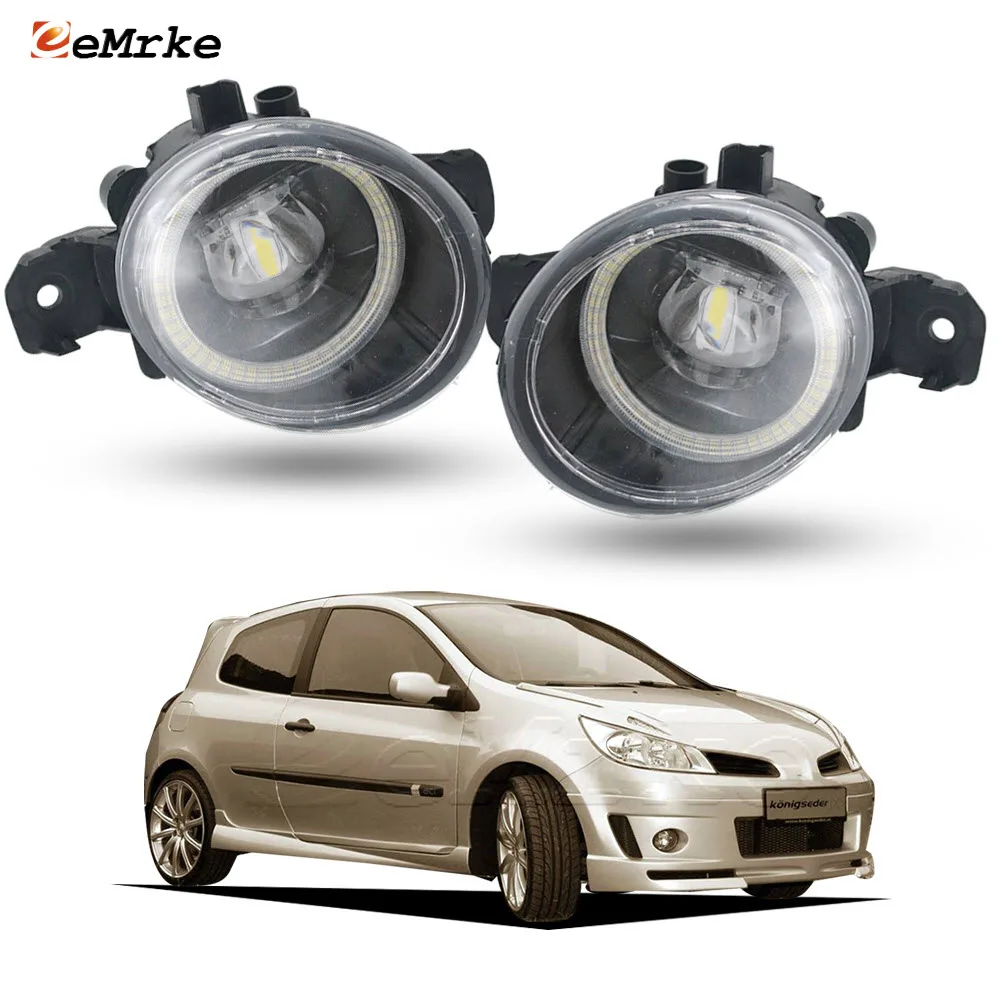 

LED Fog Lights Angel Eyes DRL for Renault Clio Koenigseder 2007 2008 PTF with Lens Car Front Bumper Fog Daytime Running Lamp