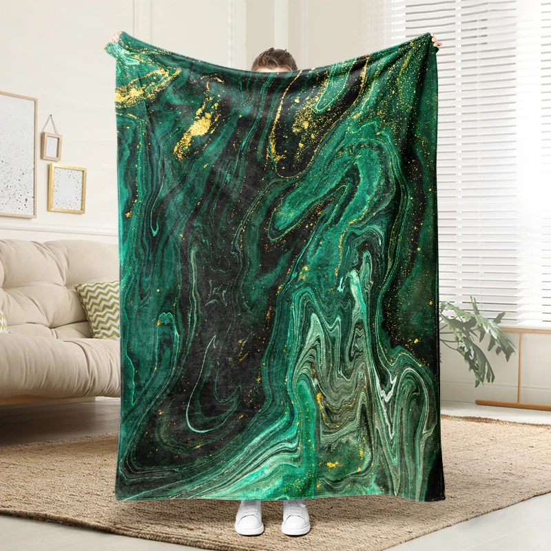 

Emerald Green Gold Marble Flannel Blanket Soft Plush Cozy Sofa Bed Decor Gift