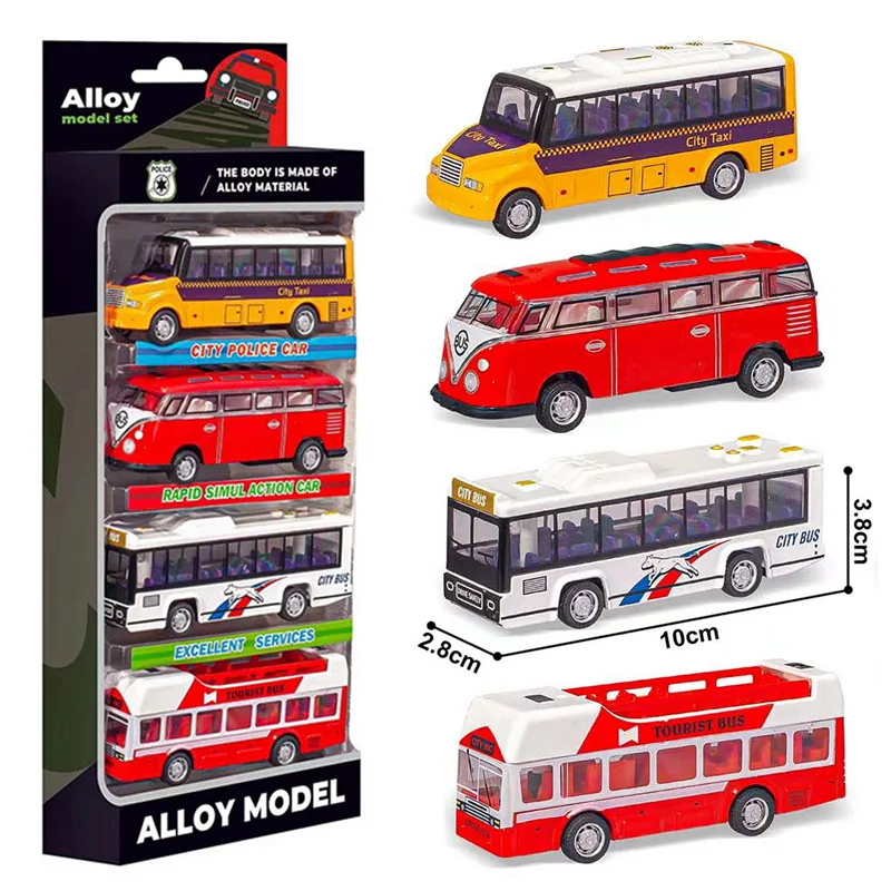 Juego de autobús extraíble de aleación, juguete de autobús de doble capa de simulación, caja de regalo de embalaje original, venta al por mayor, 1: 50