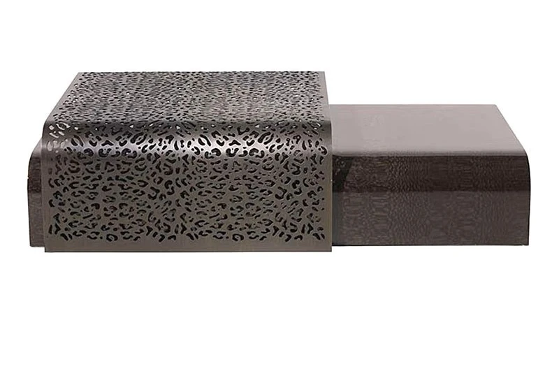 Stainless steel coffee table designer Italian high-end villa living room home solid wood combination coffee table