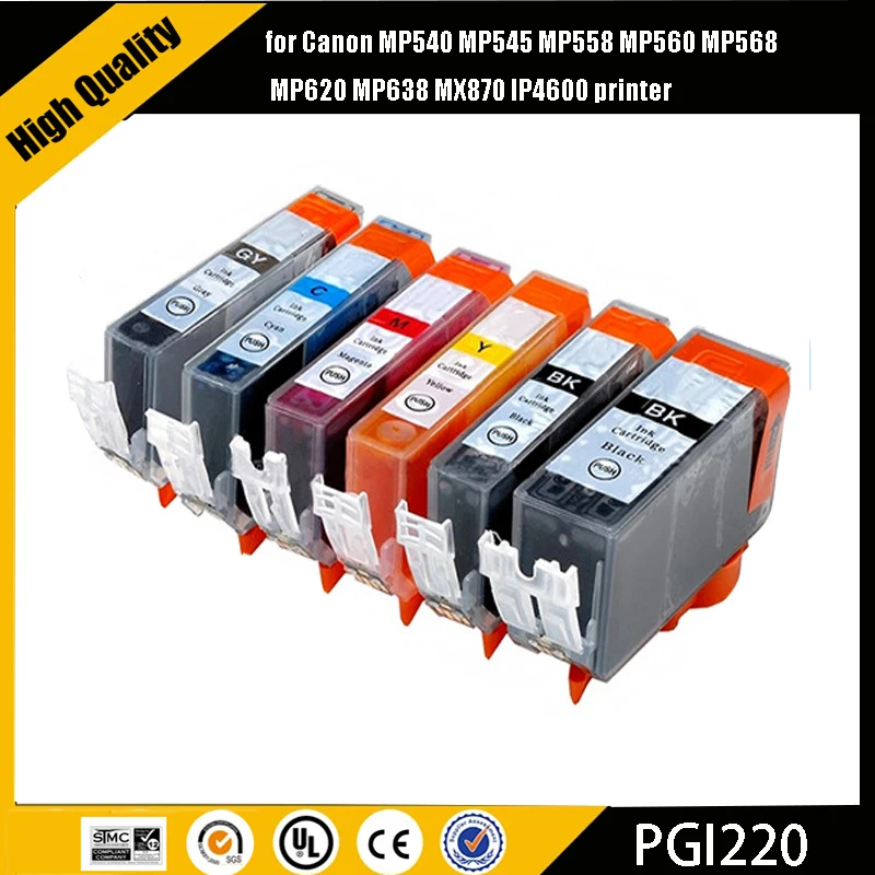 For PGI220 CLI221 Compatible PGI220 Ink Cartridge for Canon MP540 MP545 MP558 MP560 MP568 MP620 MP638 MX870 IP4600 printer