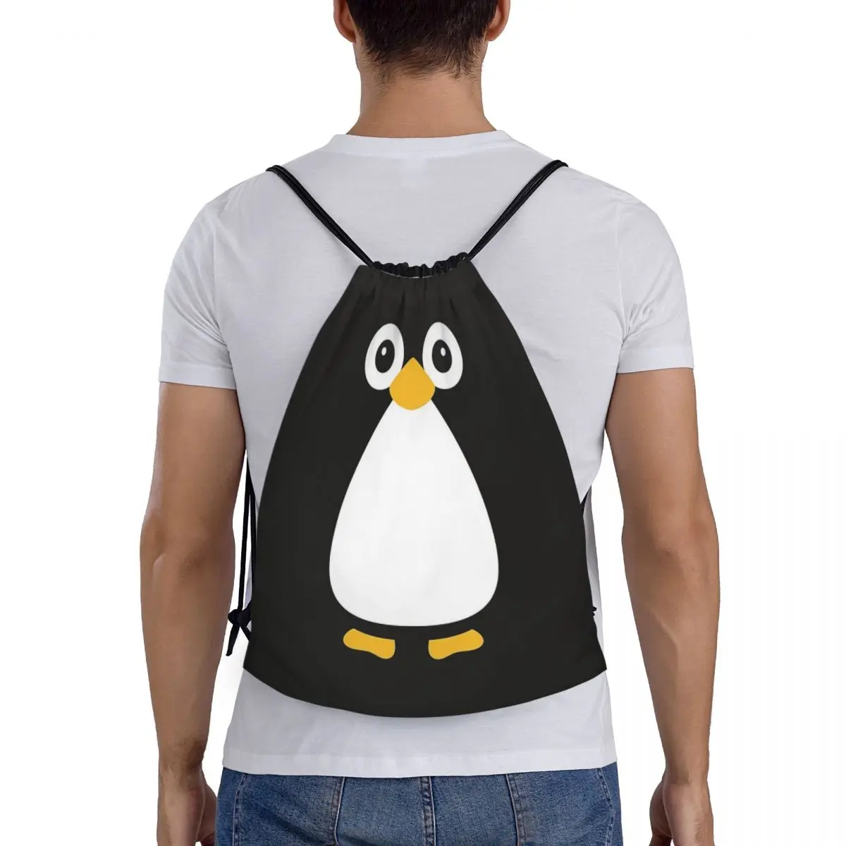 

Cute Vector Penguin Backpacks Fashion Portable Drawstring Bags Shoes Bag Book Bags For Man Woman Students