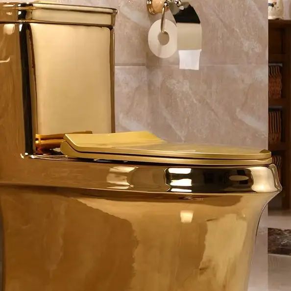 

Современный унитаз с золотым покрытием, керамический, с S-образным сифоном, роскошный золотой унитаз