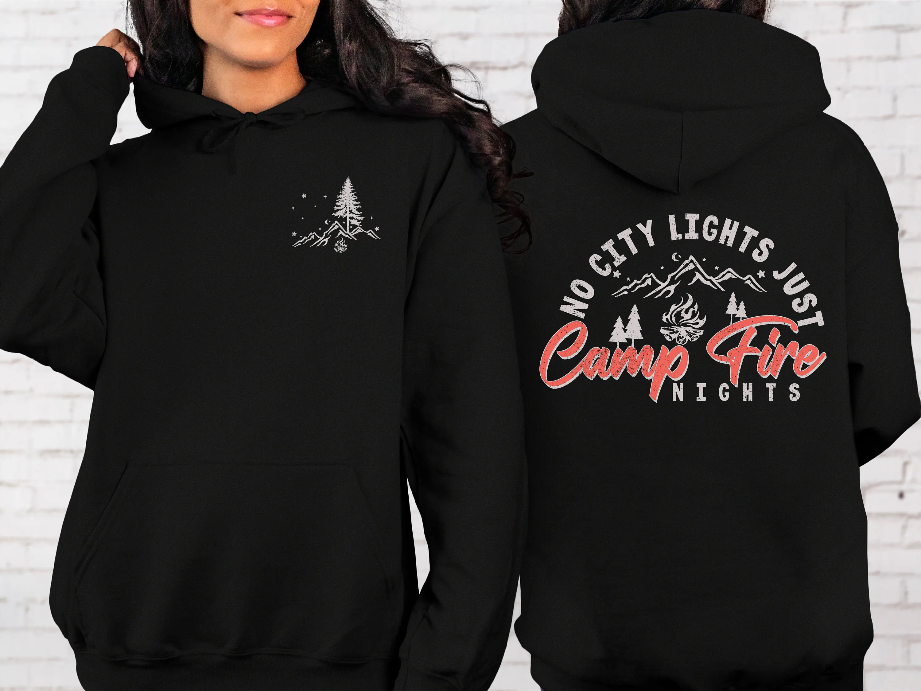 

Camp Fire Nights Printing Hoodie for Women Long Sleeve Sweatshirt Pullover Unisex Outdoors Autumn and Winter Clothing Y2k Tops