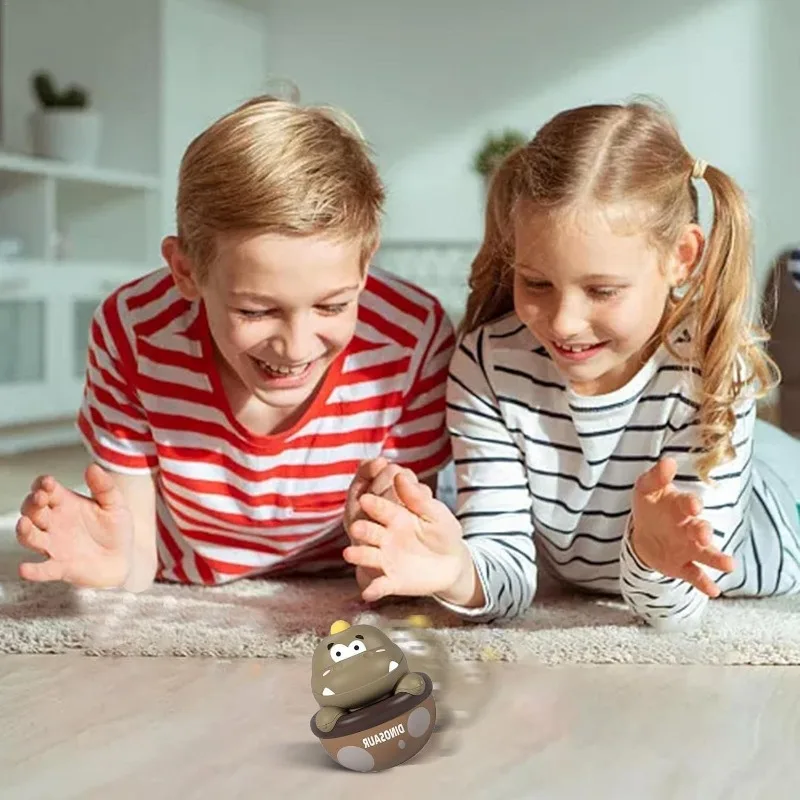 Dinosaurier-Tumbler-Spielzeug, Bauchzeit-Spielzeug mit Musik, großes, bezauberndes Häschen, pädagogisches Tumbler-Wobbler-Spielzeug, Weihnachtsgeschenk für Kleinkinder und Kinder