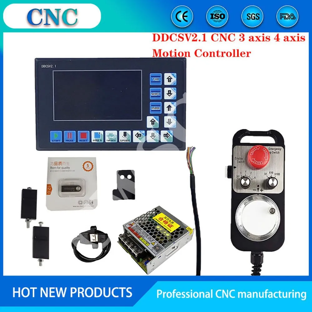 Kit de sistema de control de movimiento CNC sin conexión DDCSV2.1 de 3/4 ejes, volante electrónico de parada de emergencia, volante MPG DC75W24V