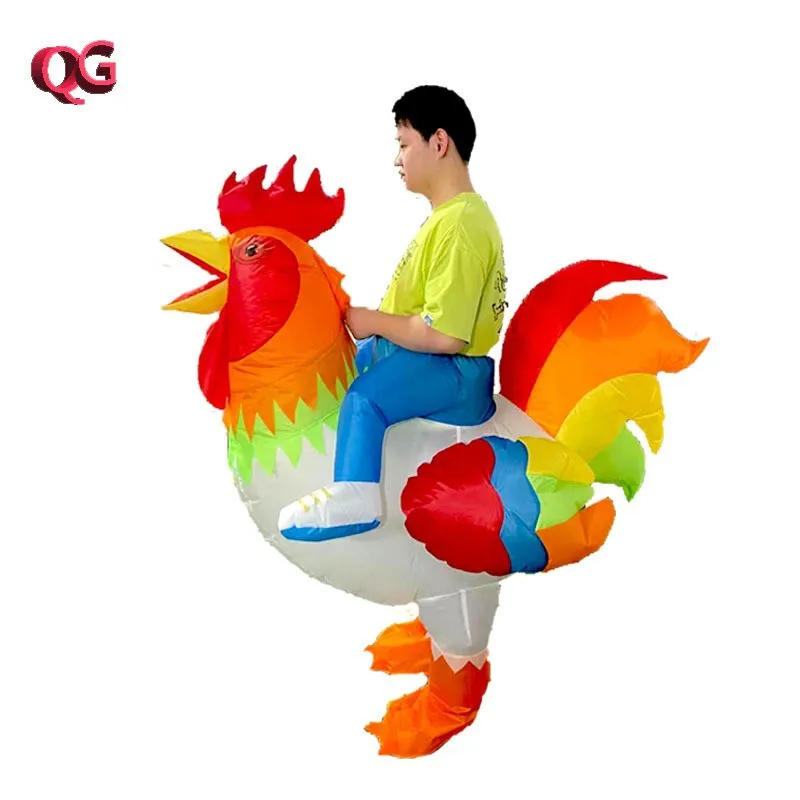 Costume gonflable de coq rouge drôle Parent-enfant Costume gonflable de coq bleu Costume de spectacle accessoires de fête d'halloween