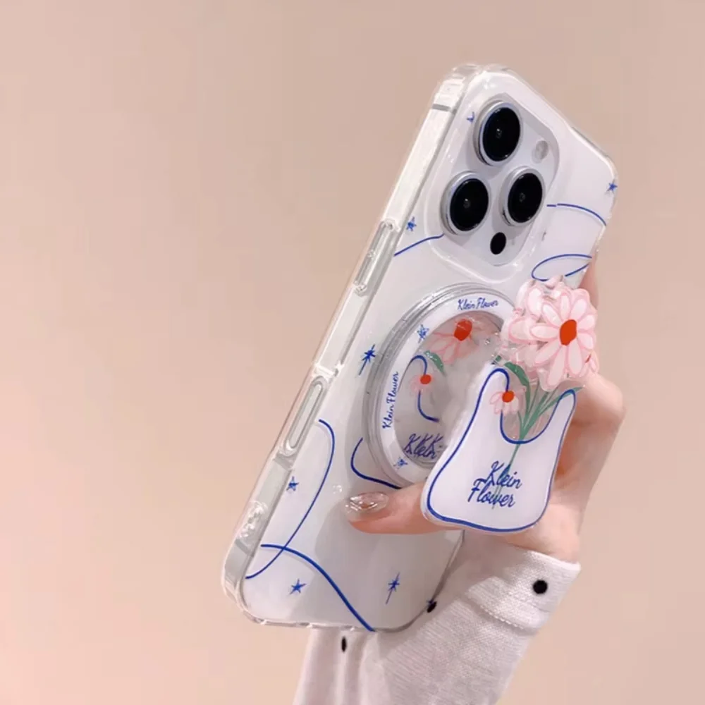 High Quality Acrylic Magnetic Holder Popular INS Waterproof Cartoon Cute Flower For IPhone Google Universal Phone Grip Stands