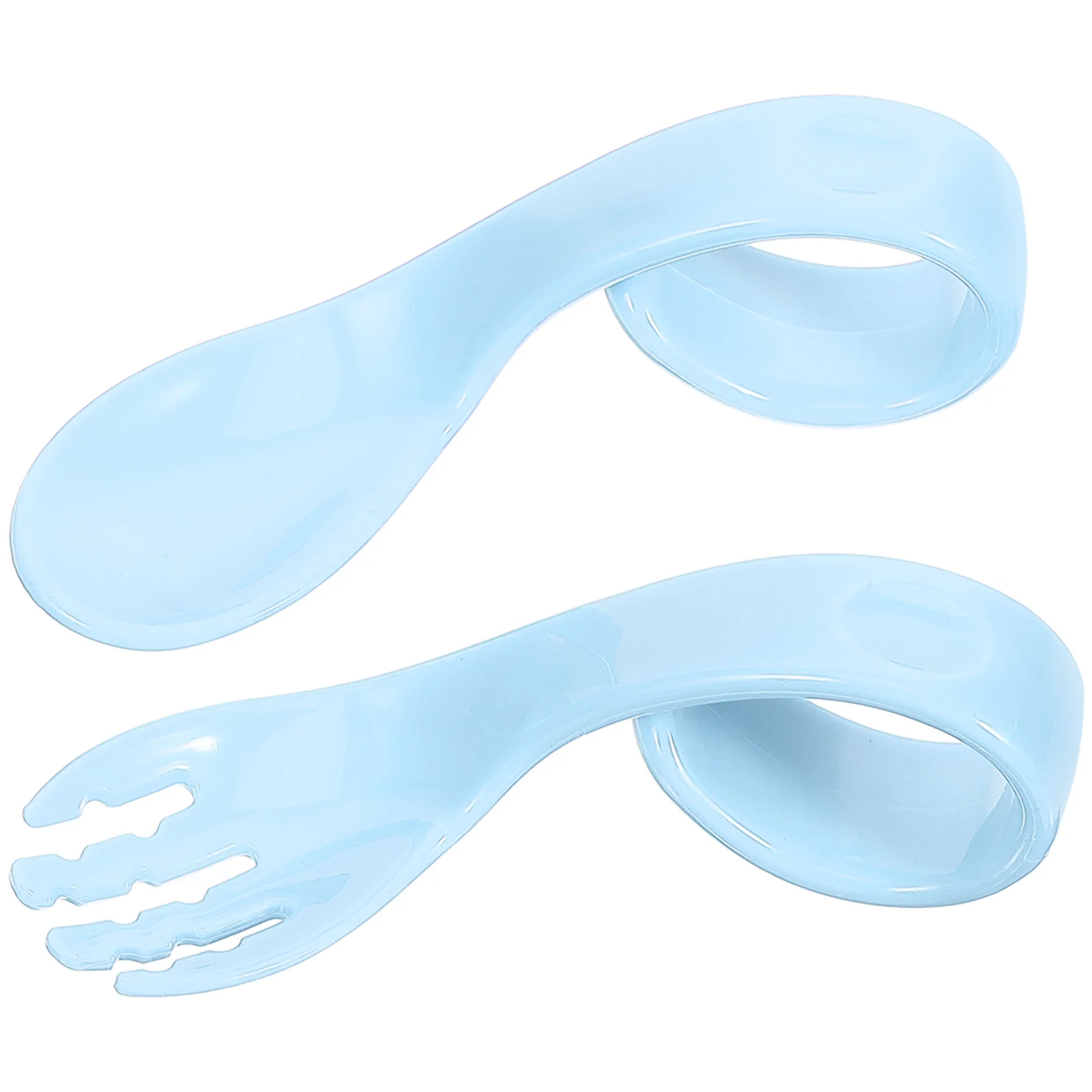 

1 Set Baby Feeding Spoon Fork Set Pp Safe High Temperature Resistant Bending Head Training Tableware For Infant Newborn Toddler