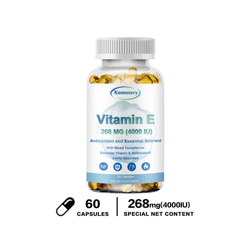 Vitamin E Softgels To Support Antioxidant Health and Immune System Non-GMO