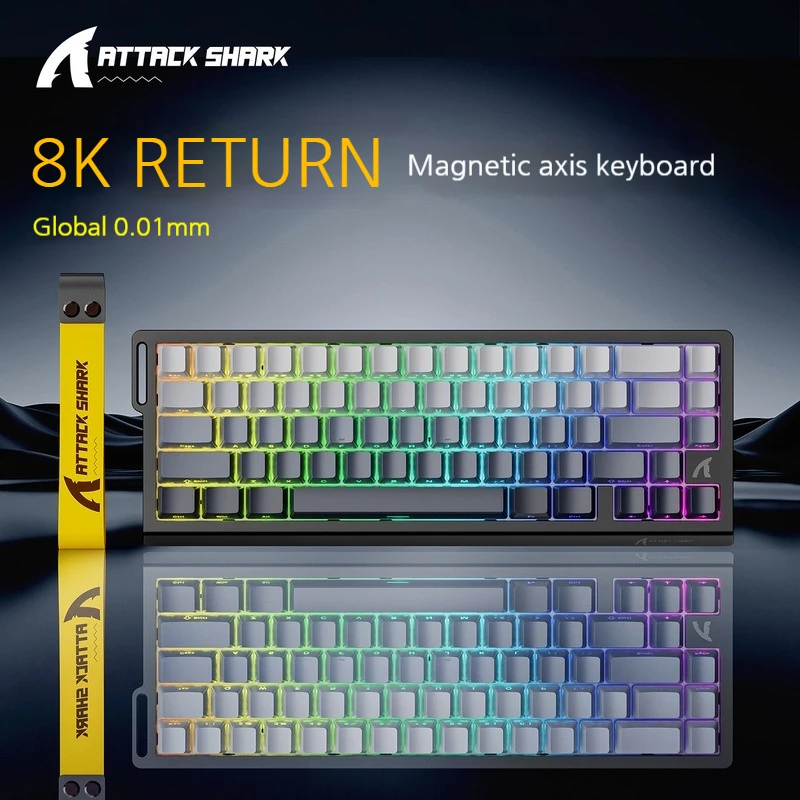 هجوم القرش X68he المحور المغناطيسي لوحة المفاتيح الميكانيكية كفاف خط الجانب النقش السلكية Rgb لعبة Rt قابل للتعديل لوحة المفاتيح