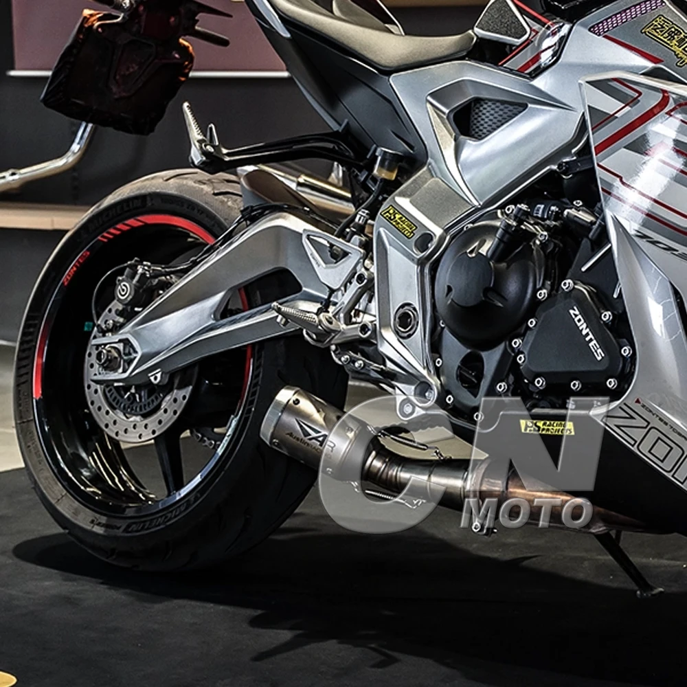 Motorcycles Exhaust Pipe Modification with Stainless Steel and Carbon Fiber Mid-section Tailpipe Custom For ZONTES 703RR 703 RR