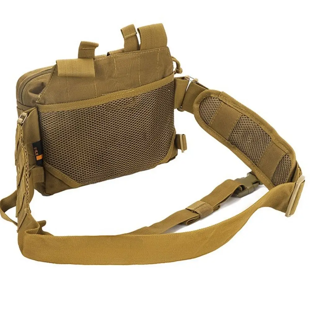 سعة كبيرة في الهواء الطلق الخصر حقيبة عالية الكثافة أكسفورد مقاوم للماء تسلق حقيبة صدر للرجال جيب شبكي متعدد الوظائف