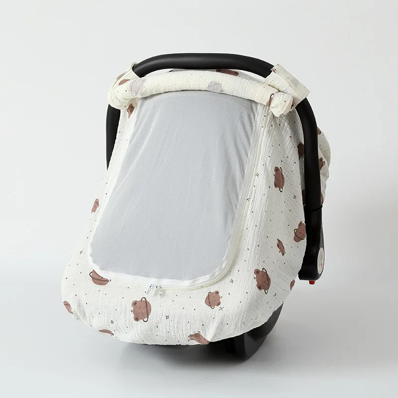 Cotton gauze protective cover, baby blue dust cover, baby stroller, windshield, mesh, mosquito-proof cover, window-opening