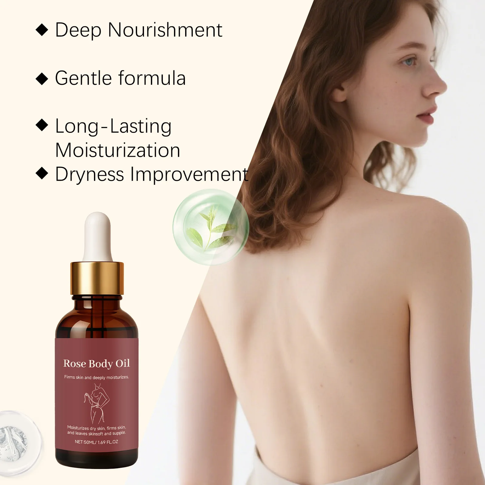 Rose Body Essential Oil Smoothing Skins Improving Skin State Deeply Nourishing Lasting Moisturizing Flower Fragrance Body Serum
