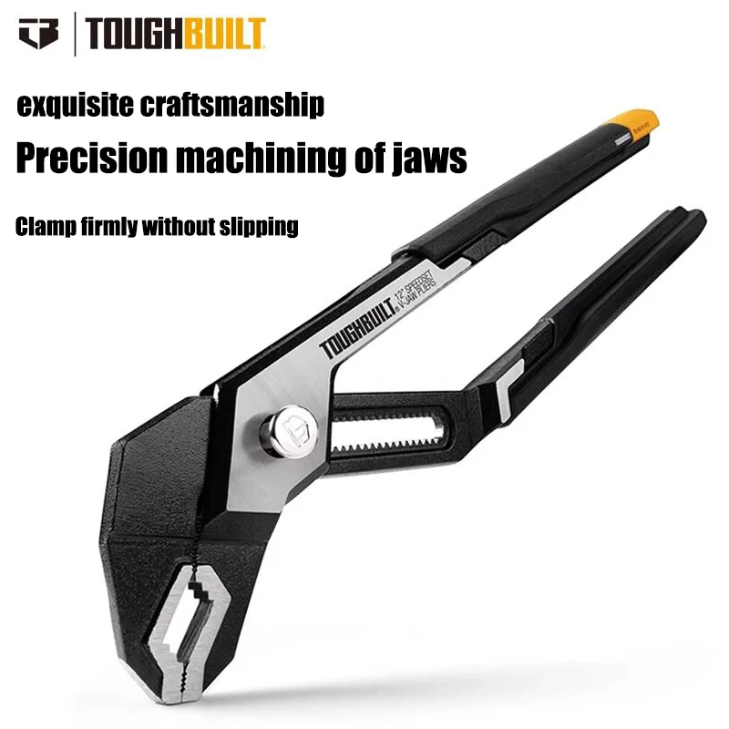 TOUGHBUILT Verstellbare Wasserpumpenzange mit großer Öffnung, 10'/12' V-förmige Zange, Wartungsrohrzange TB-H3-51-V10/V12
