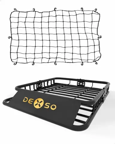 Tacleekii Universal Roof Rack Basket with Cargo Net 200 Lb Cargo Carrier 46 X 36 in 64 X 39 in Rooftop Cargo Carrier Basket for Suv Truck Car