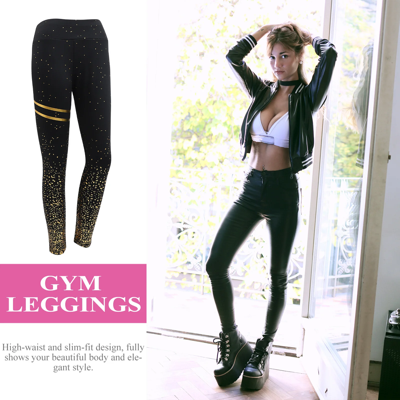 

1Pcs Yoga Pants Women High Waist Slim Fit Elastic Stretchy Leggings for Fitness Gym Exercise Yoga Pants Gym Leggings