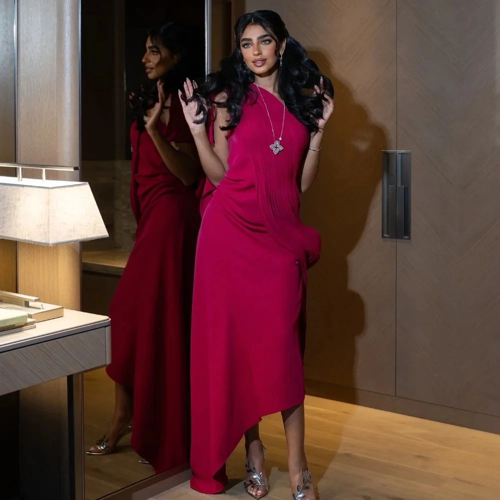 

Tea Length Formal Party Bespoke Occasion Gown Evening Dresses Pastrol Unisex Jersey Retro Dubai Saudi Arabic Prom Customized