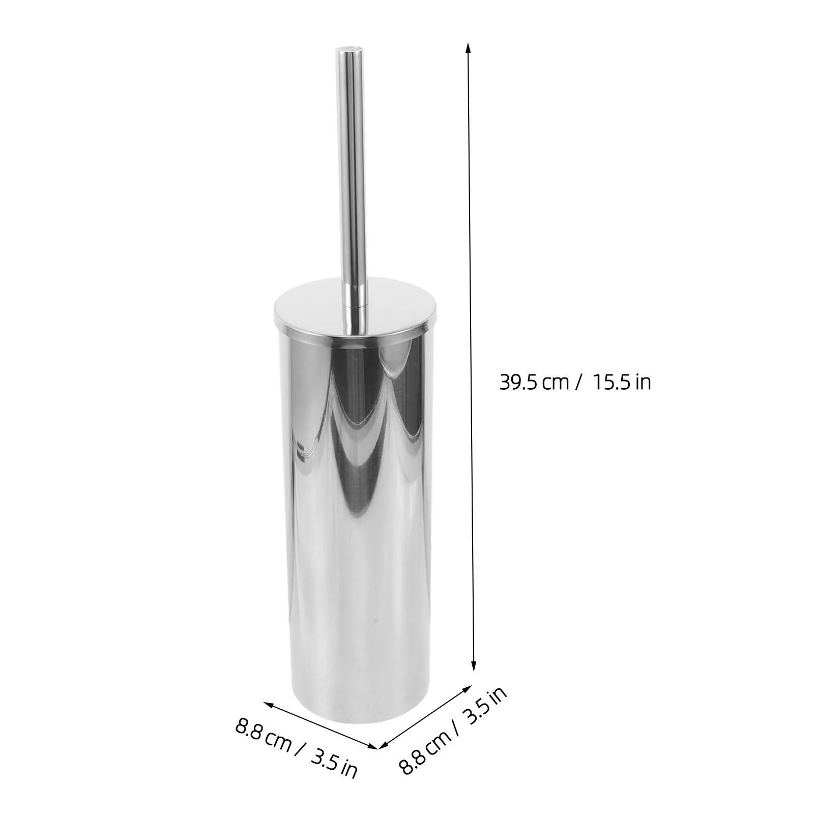 Bathroom Accessory Toilet Brush Stainless Steel Scrubber Metal Handled Silver Bowl