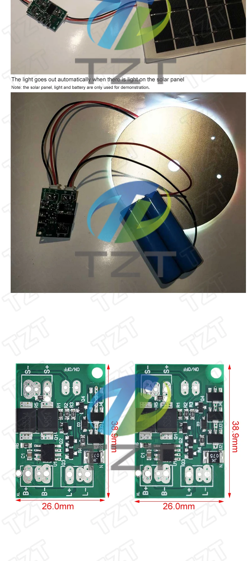 Automatisches Solarpanel-Batterielade-Modul Nachtlicht LED Hof-Gartenlampe Steuerungsschalter Verzögerungsrelaismodul Ein-/Ausschaltung – Detail 6