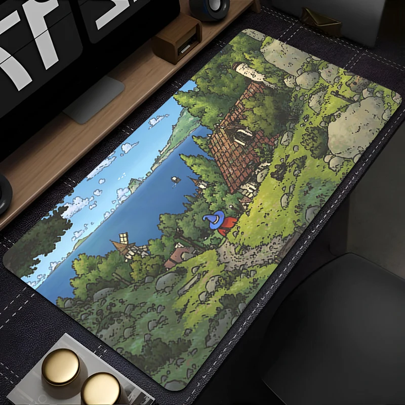 لوحة ماوس ممتدة للألعاب مع حواف مخيطة حصيرة مكتبية معالج كرتوني قاعدة غير قابلة للانزلاق لوحة مفاتيح الكمبيوتر لأجهزة الكمبيوتر المحمول #5